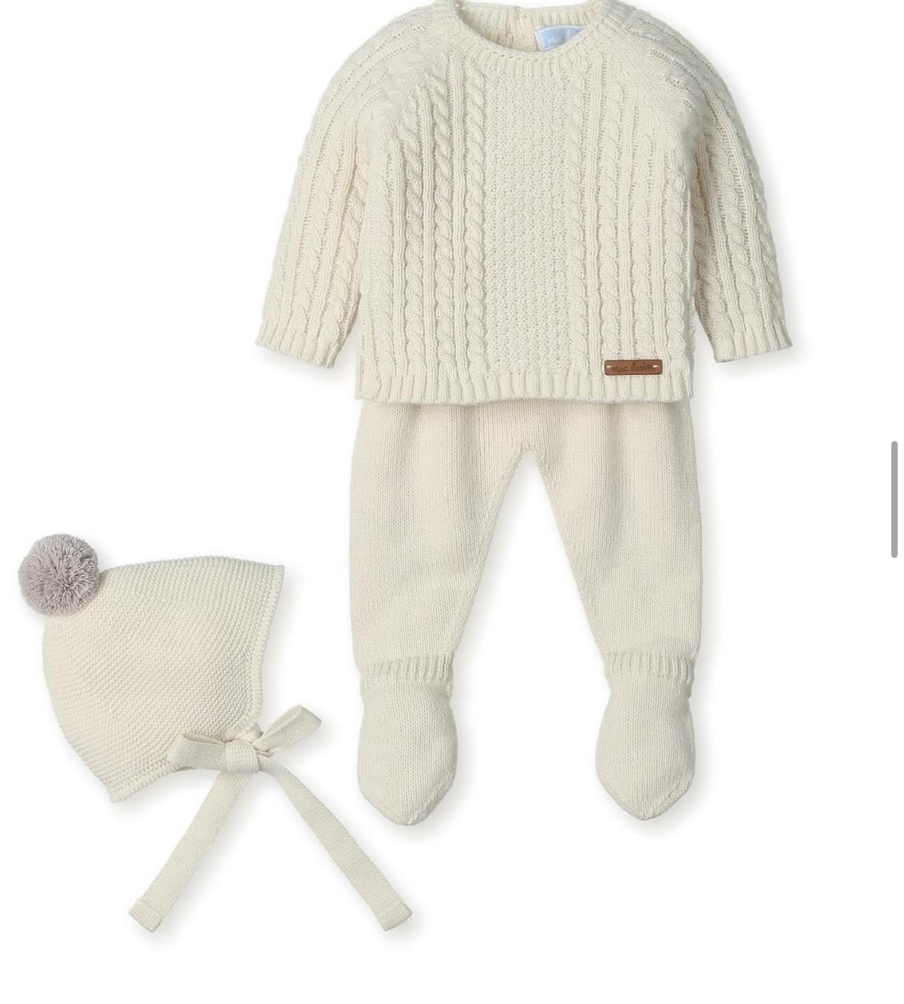 Conjunto lana 3 piezas natural