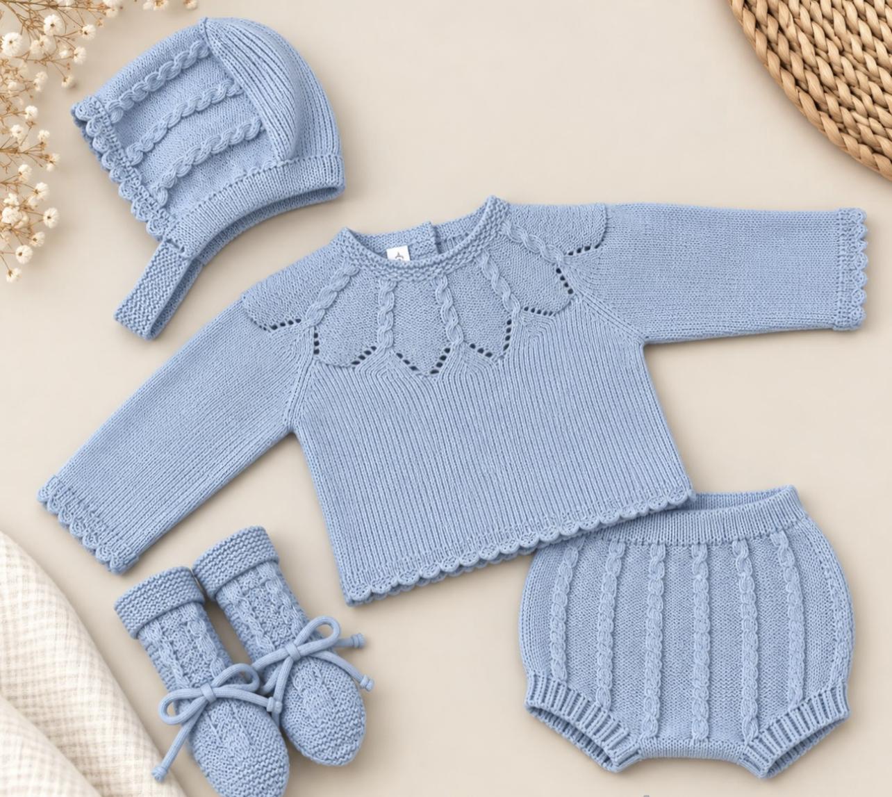 Conjunto lana 4 piezas Azul