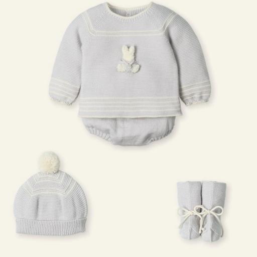 Conjunto de lana 4 piezas “conejito gris” [0]