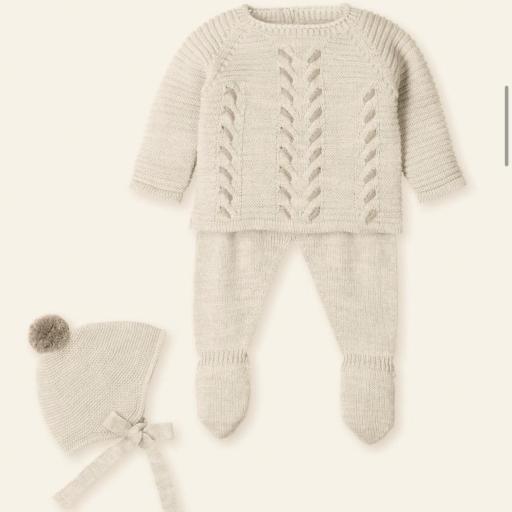 Conjunto lana 3 piezas natural 