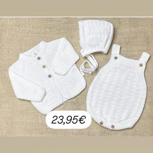 Conjunto lana 3 piezas  blanco