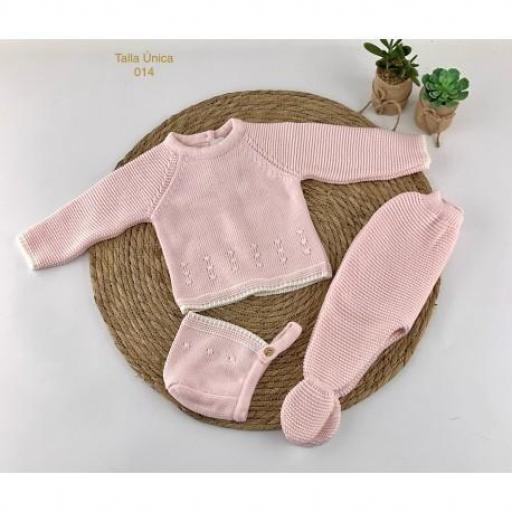 Conjunto lana 3 piezas Rosa pastel 