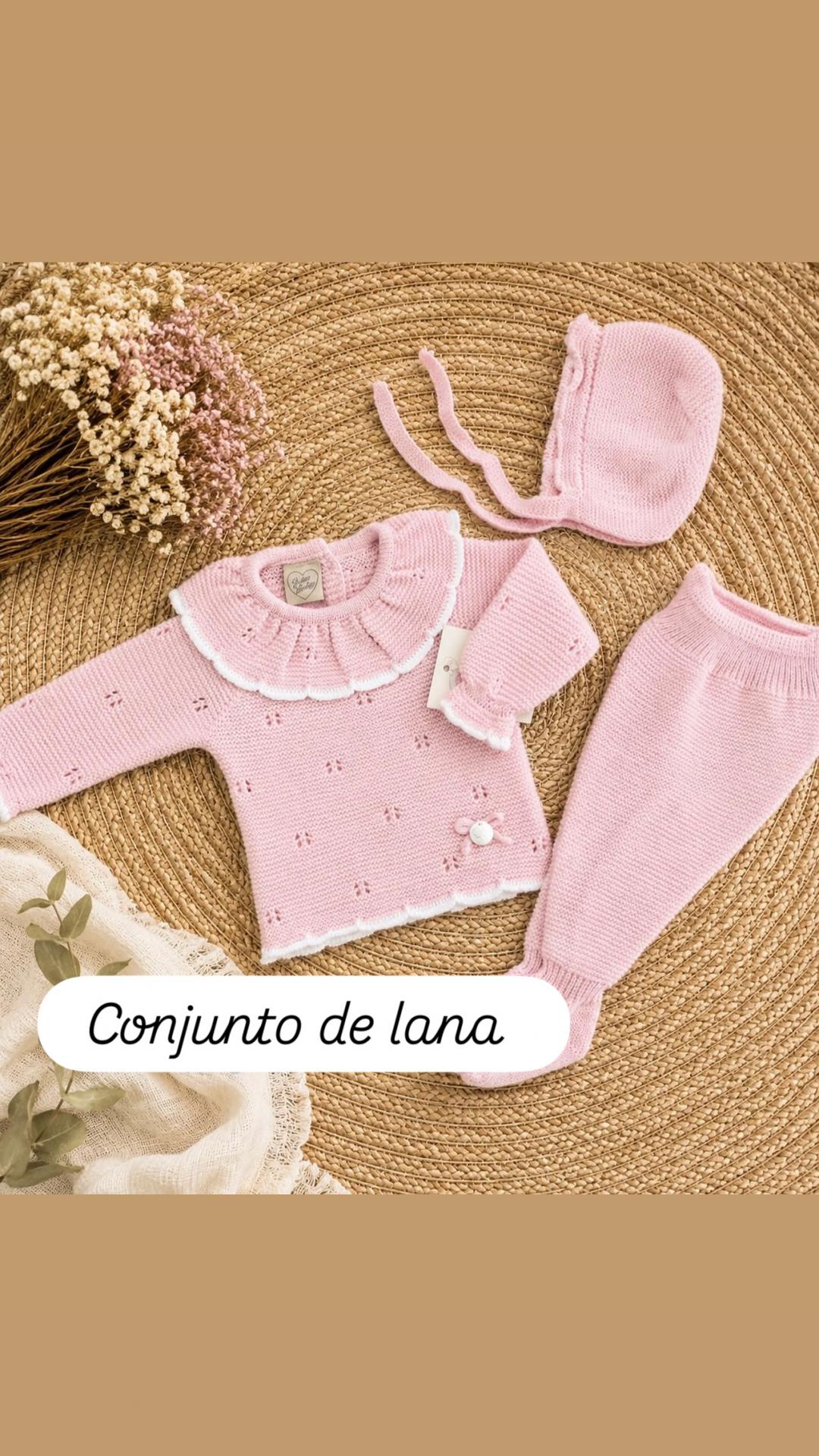 Conjunto de lana 3 piezas rosa