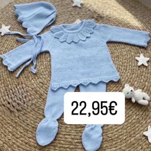 Conjunto hilo 3 piezas Celeste 