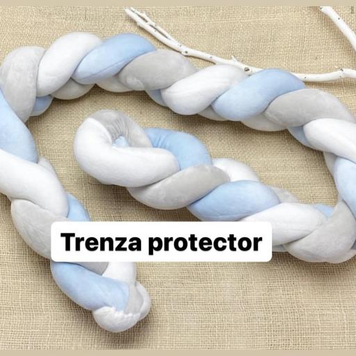 Trenza protector cuna,cama,…celeste 