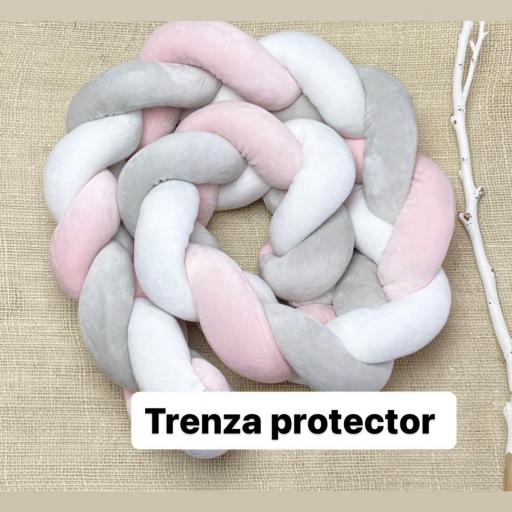 Trenza protector cuna rosa 