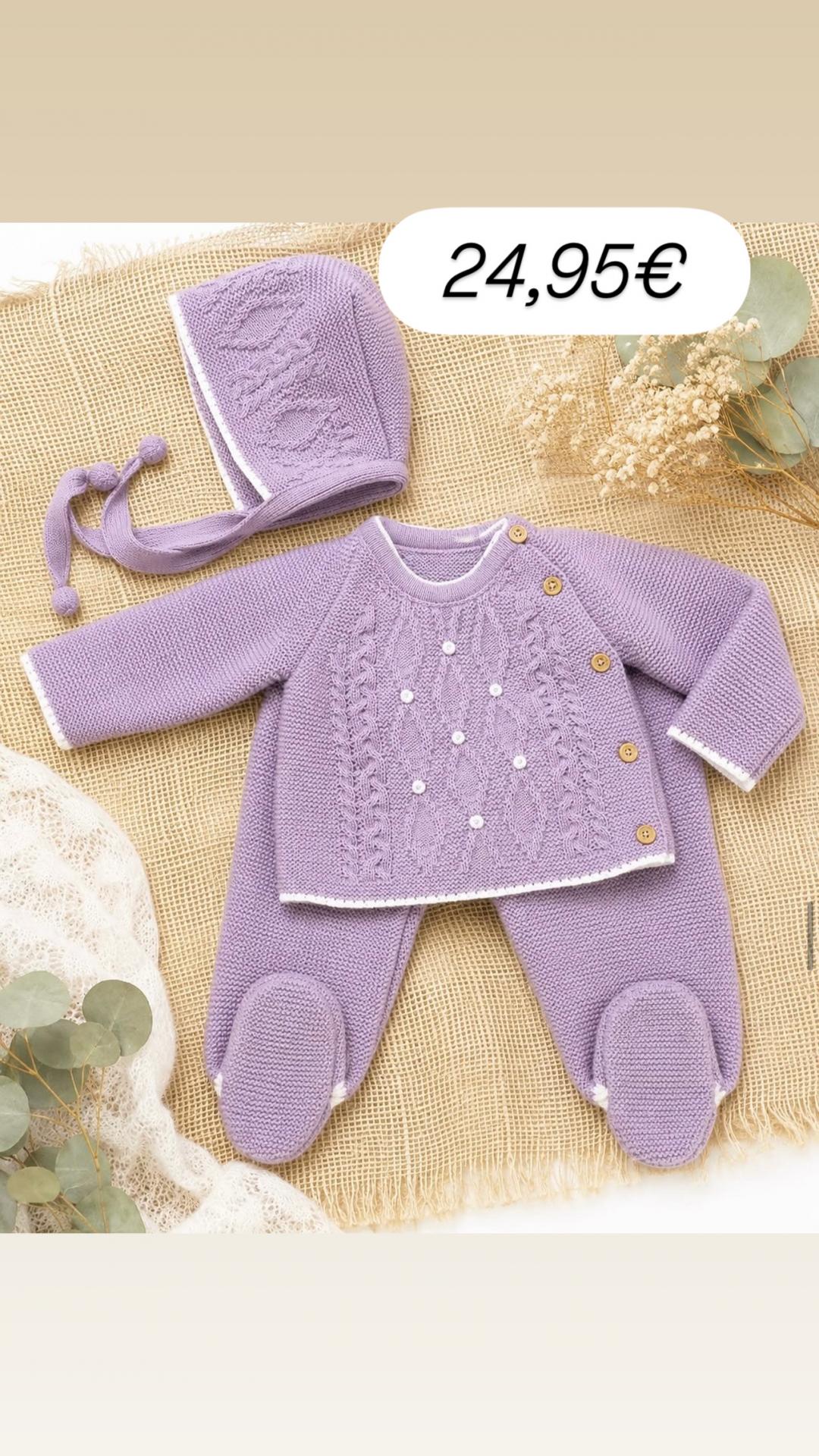 Conjunto de lana 3 piezas Malva