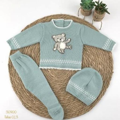 Conjunto bebé lana 3 piezas 