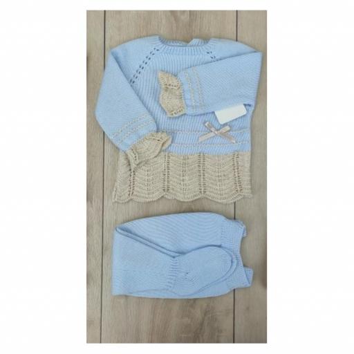 Conjunto hilo 2 piezas mac ilusion azul nube /Angora 