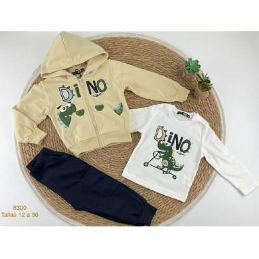 Chandal bebé Niño Dino afelpado camel 