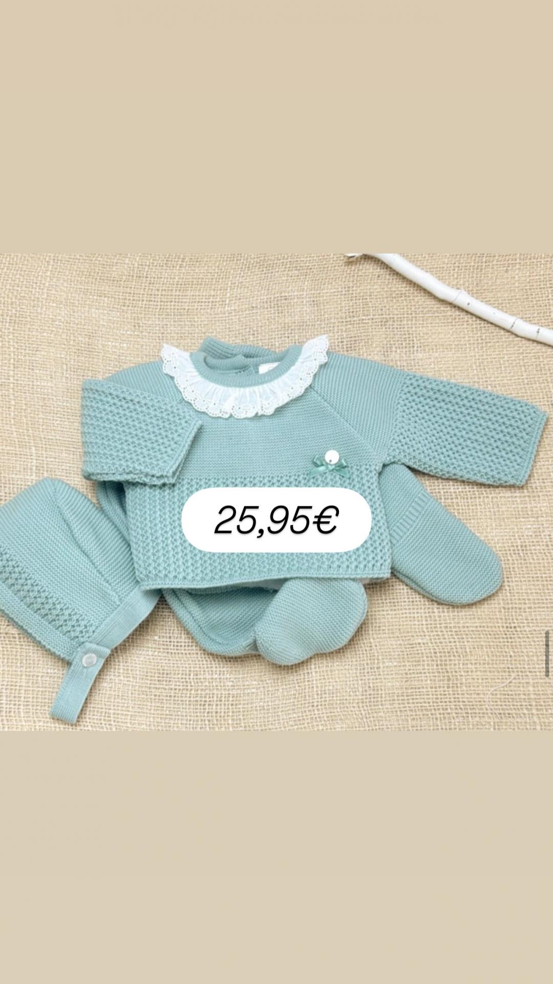 Conjunto lana 3 Piedad verde