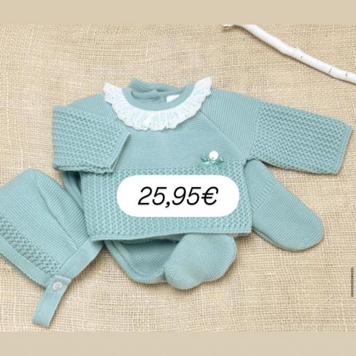 Conjunto lana 3 Piedad verde 