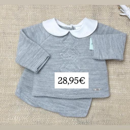 Conjunto 2 piezas lana gris aluminio 