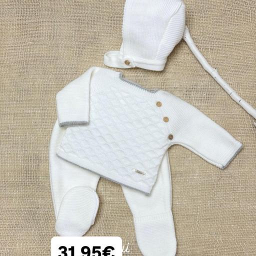 Conjunto lana 3 piezas “rombo blanco gris” [0]
