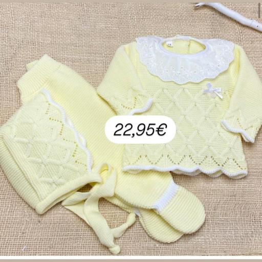 Conjunto lana 3 piezas amarillo