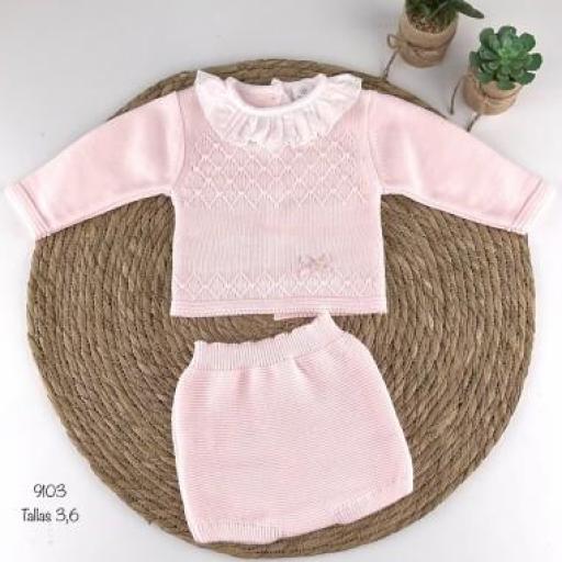 Conjunto 2 piezas lana rosa 