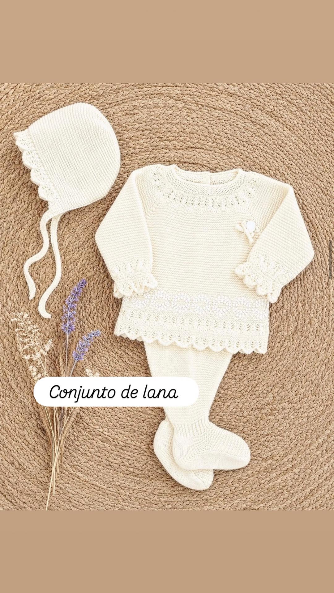 Conjunto lana 3 piezas crudo