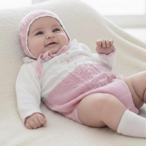 Pelele y capota hilo rosa