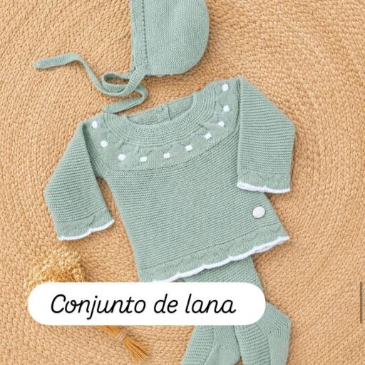 Conjunto de lana 3 piezas verde