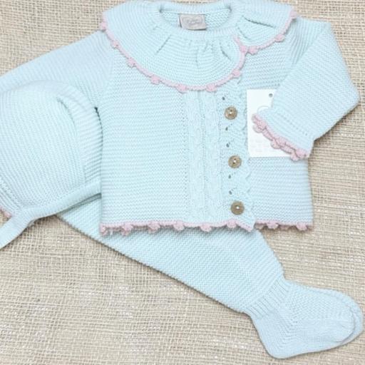 Conjunto lana 3 piezas “sueño de aguamarina”