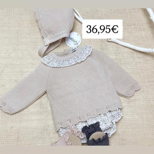 Conjunto de Lana para Bebé 3 Piezas Babidu – Piedra y Florecitas