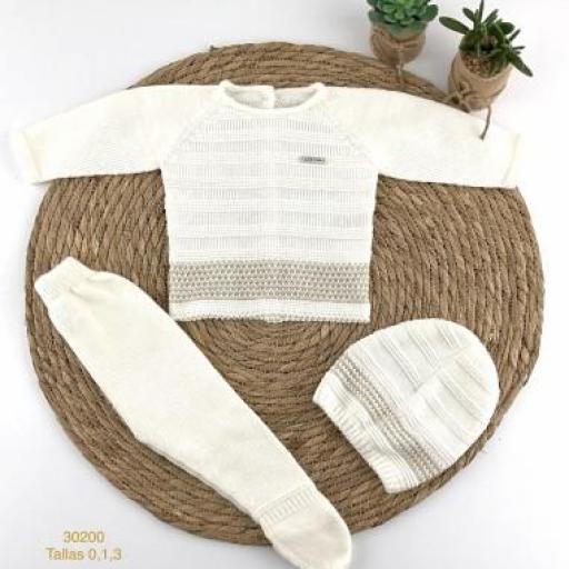 Conjunto bebé 3 piezas lana beige  [0]