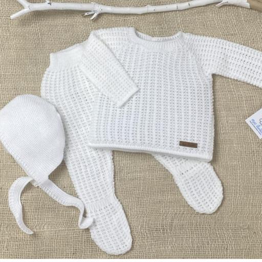 Conjunto de Lana Blanca 3 Piezas para Bebé | Mac Ilusión
