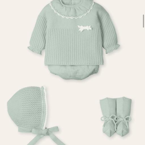 Conjunto de Lana Verde Ambrosía 4 Piezas para Bebé | Mac Ilusión