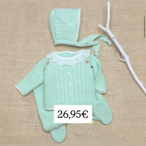 Conjunto lana 3 piezas verde
