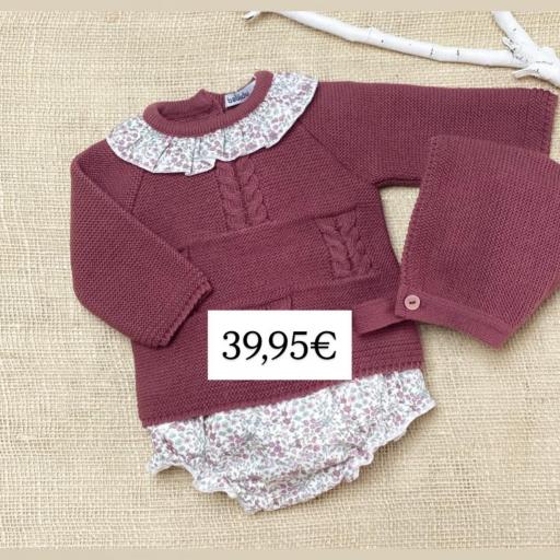 Conjunto Babidu frambuesa con florecitas
