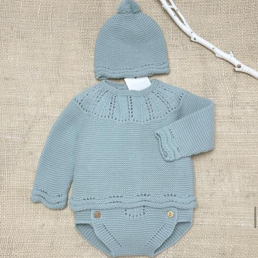 Conjunto lana 3 piezas verde 