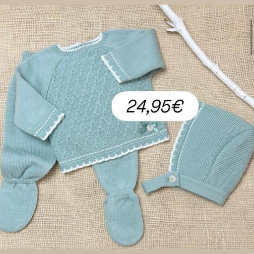 Conjunto lana 3 piezas verde