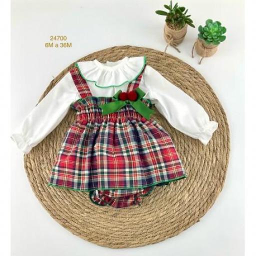 “Guinda vichy “ conjunto 3 piezas bebé niña  [1]