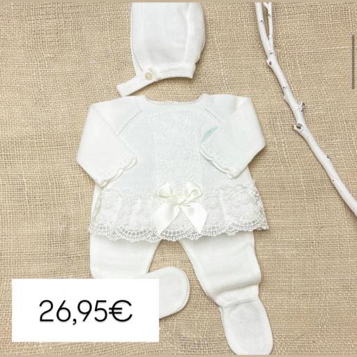 Conjunto hilo 3 piezas marfil 