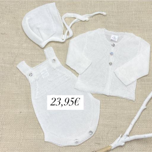 Conjunto 3 piezas ranita hilo blanco 