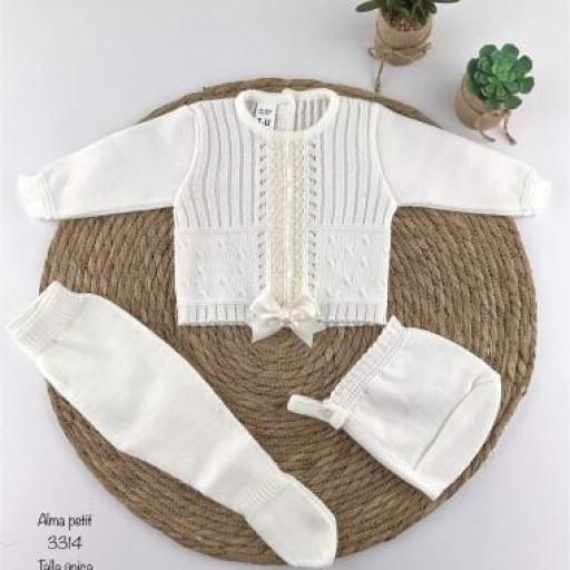 Conjunto de lana para bebé - 3 piezas crudo