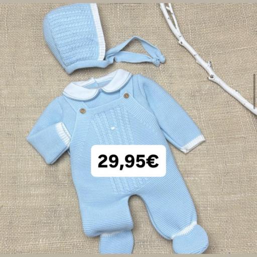 Conjunto lana 3 piezas celeste 