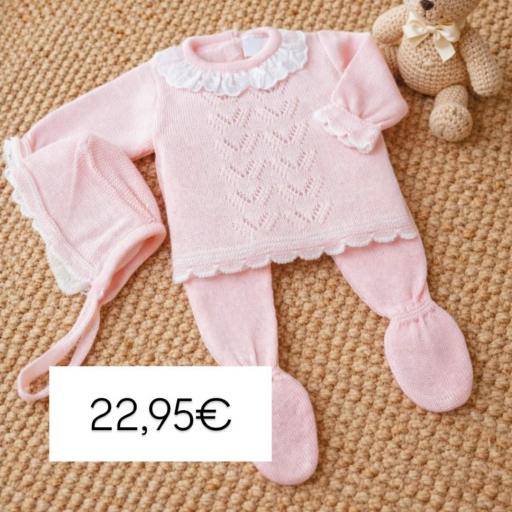 Conjunto hilo 3 piezas rosa 
