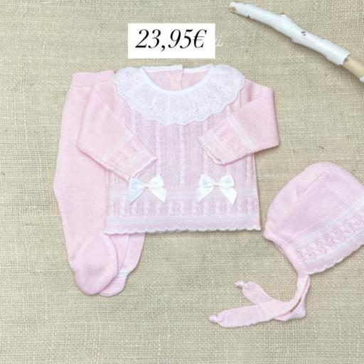 Conjunto hilo 3 piezas rosa 