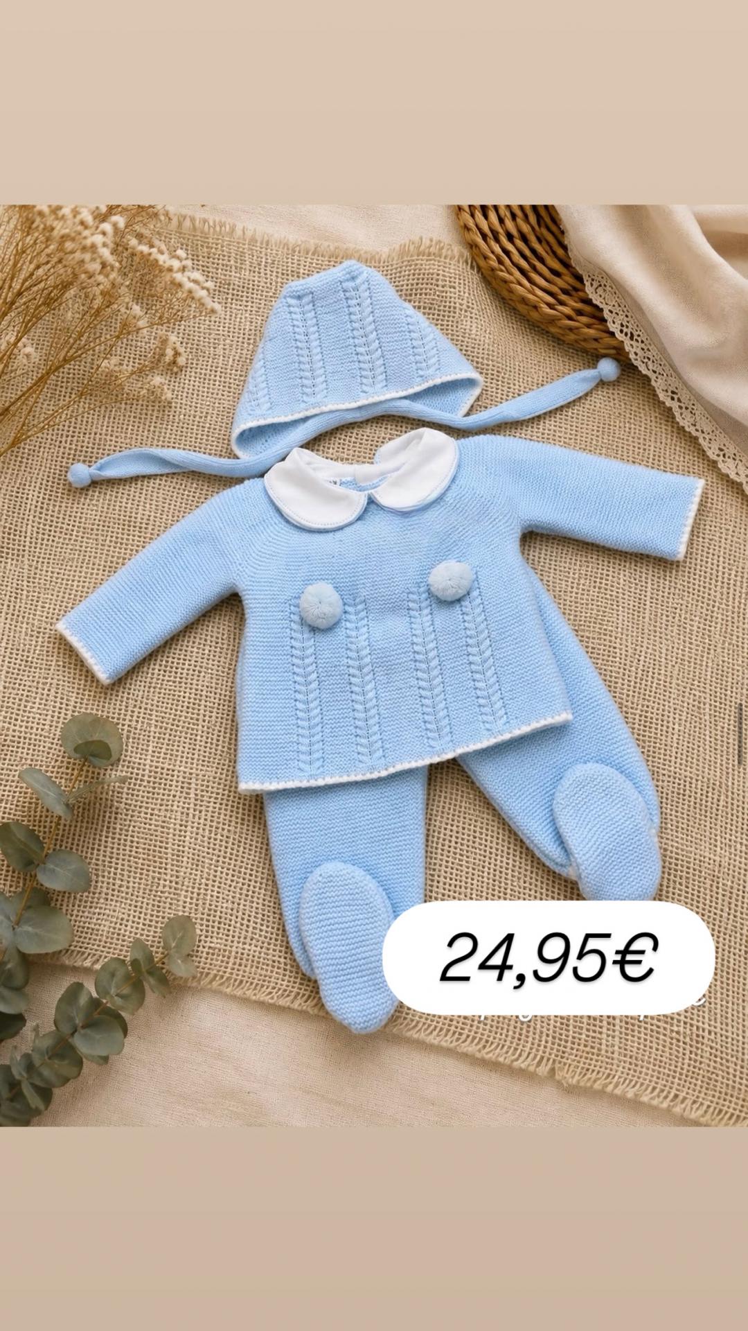 Conjunto lana 3 piezas celeste