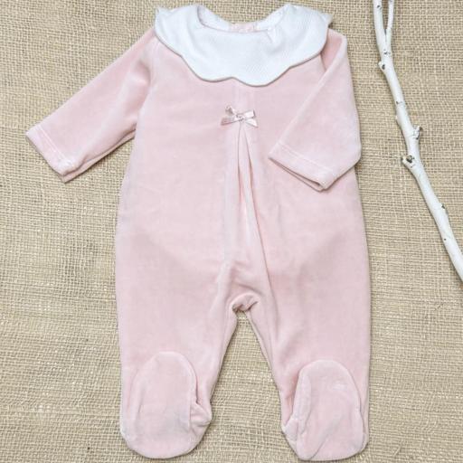 Pelele-Pijama en Suave Terciopelo Rosa Palo