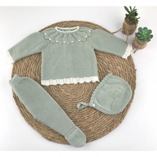 Conjunto lana 3 piezas verde