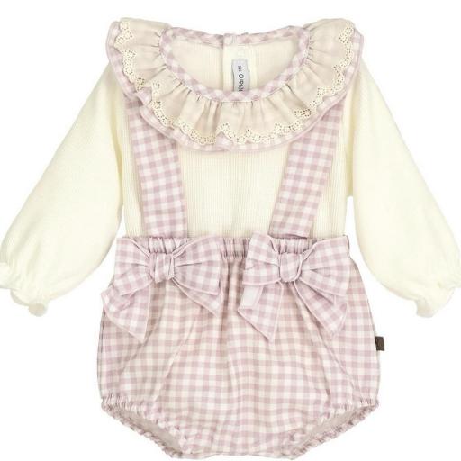 Conjunto Bebé Calamaro Rosa Palo – Dulzura en Vichy y Volantes