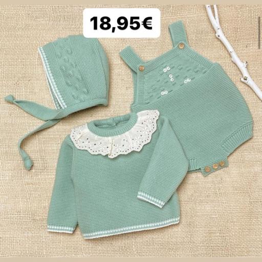 Conjunto lana 3 piezas verde