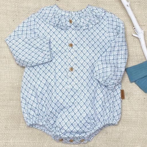 Pelele Bebé Elegancia Natural – Azul y Blanco (Cocote) [0]