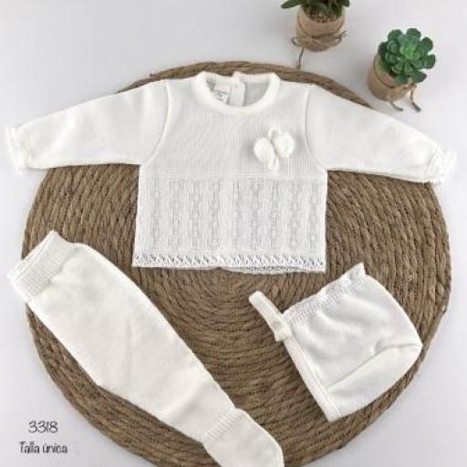 Conjunto de lana para bebé - 3 piezas crudo