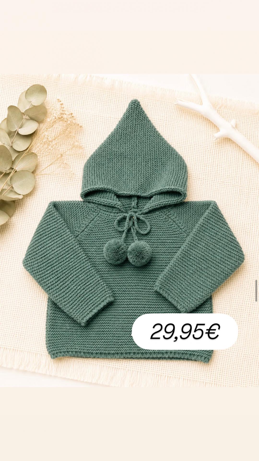 Chaqueta lana pompones verde