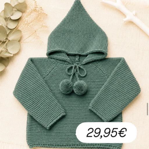 Chaqueta lana pompones verde  [0]