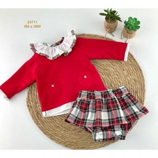 Conjunto de bebé niña "Encanto en rojo con volantes" [1]