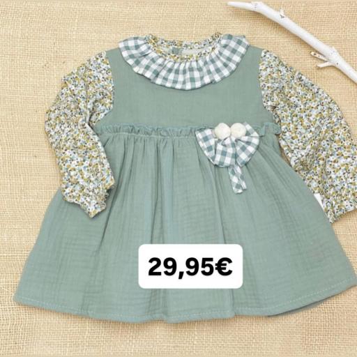 Vestido “flor vichy liquen” [0]